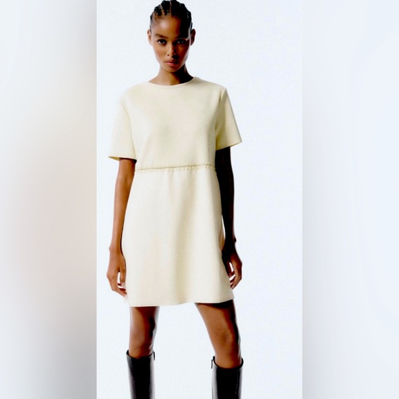 Zara faux suede and leather stitched dress - Picture 1 of 5